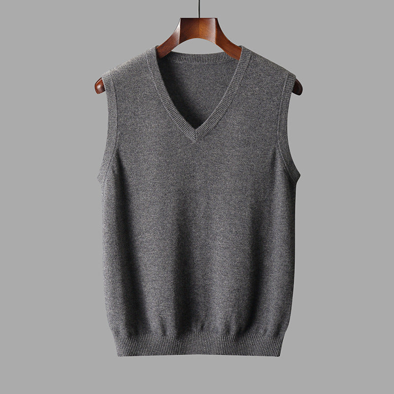 Heren Vest van Merino Wol met V-hals en Minimalistische Pasvorm 1