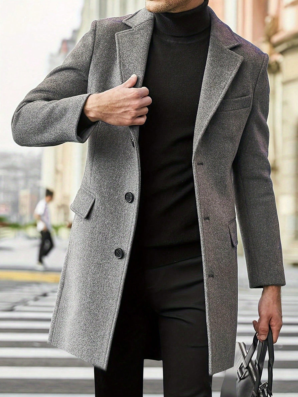 Heren Trenchcoat Winterjas met Casual Pasvorm voor Herfst en Winter Grijs