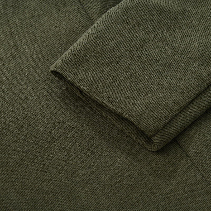 Heren Winterjas van Corduroy met Staande Kraag en Enkele Knopen 4