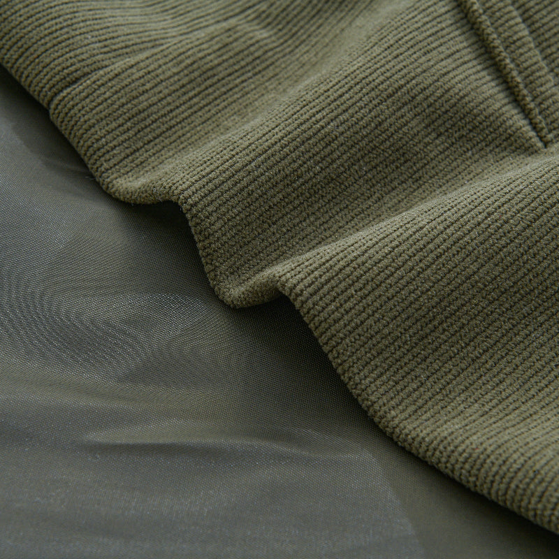 Heren Winterjas van Corduroy met Staande Kraag en Enkele Knopen 5