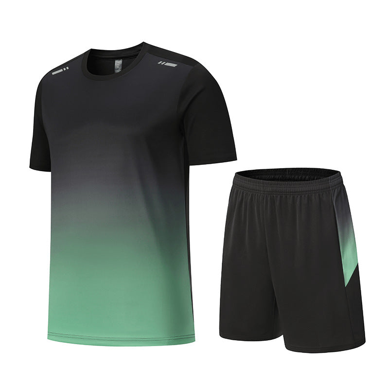 Heren Sportkleding Set met Ademend Materiaal en Elastische Pasvorm voor Training Groen
