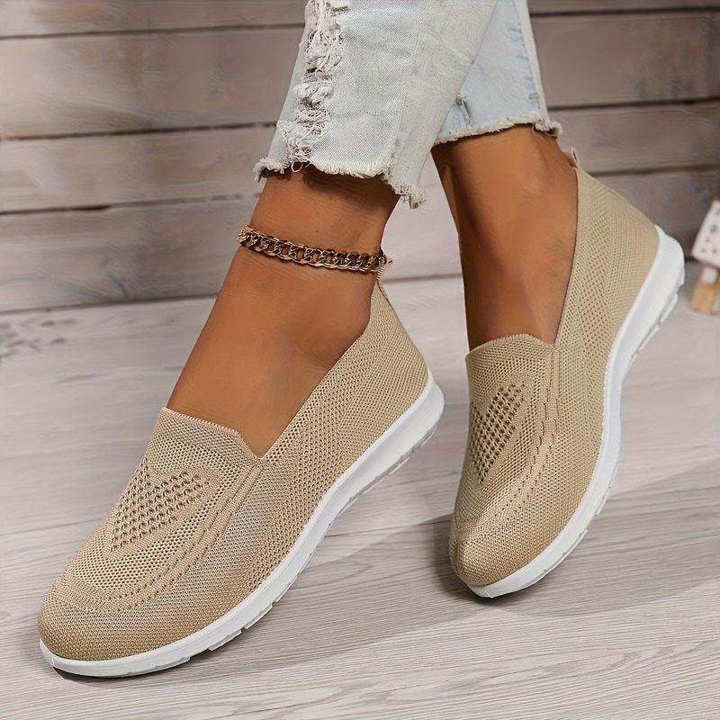 Vrouwen Orthopedische Instappers met Ademend Bovenwerk en Platte Zool Beige