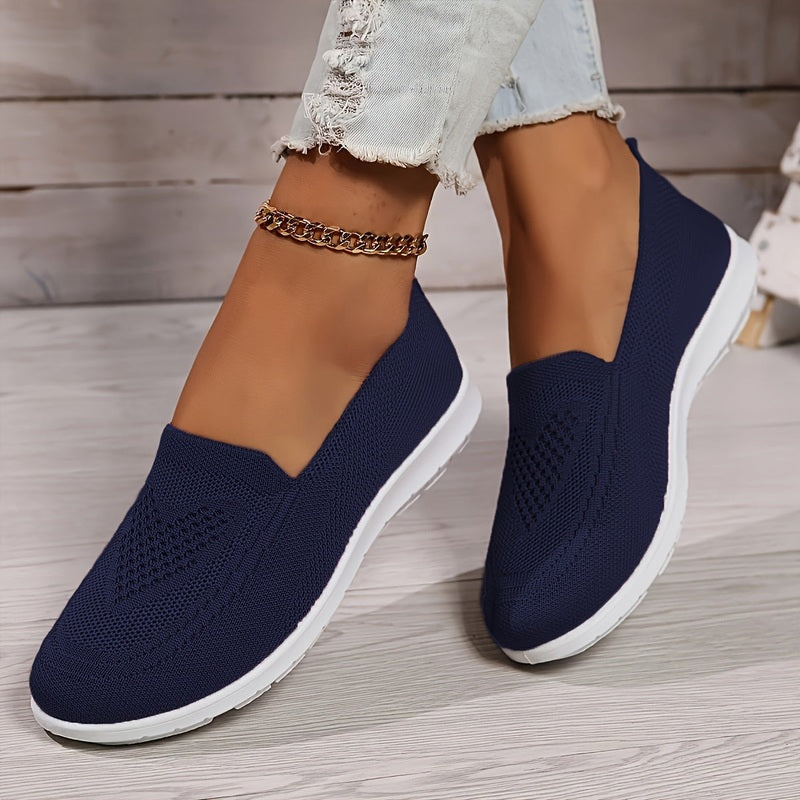 Vrouwen Orthopedische Instappers met Ademend Bovenwerk en Platte Zool Marineblauw