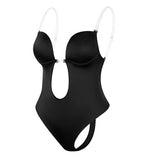 Bodysuit met Diepe V-hals, Open Rug en Verstelbare Bandjes