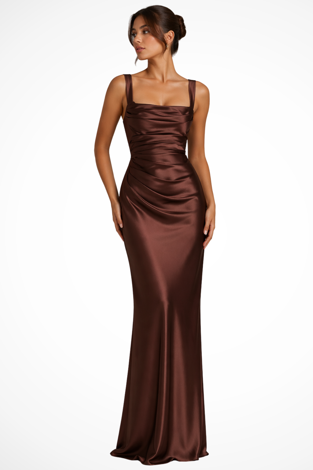 Dames Avondjurk Mouwloos met Vierkante Hals en Gedrapeerde Taille ##POS:4##