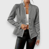 Dames Blazer Jacket met Knoopsluiting en Staande Kraag