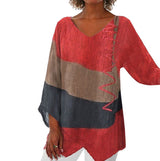 Dames Blouse Lange Mouw met V-hals en Asymmetrische Zoom
