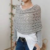 Dames Boho Omslagdoek met Ajour Patroon en Lange Mouwen