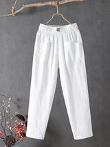 Dames Broek met Elastische Taille en Zijzakken Regular Fit