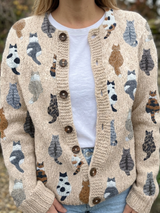 Dames Cardigan met Kattenprint en Knoopsluiting