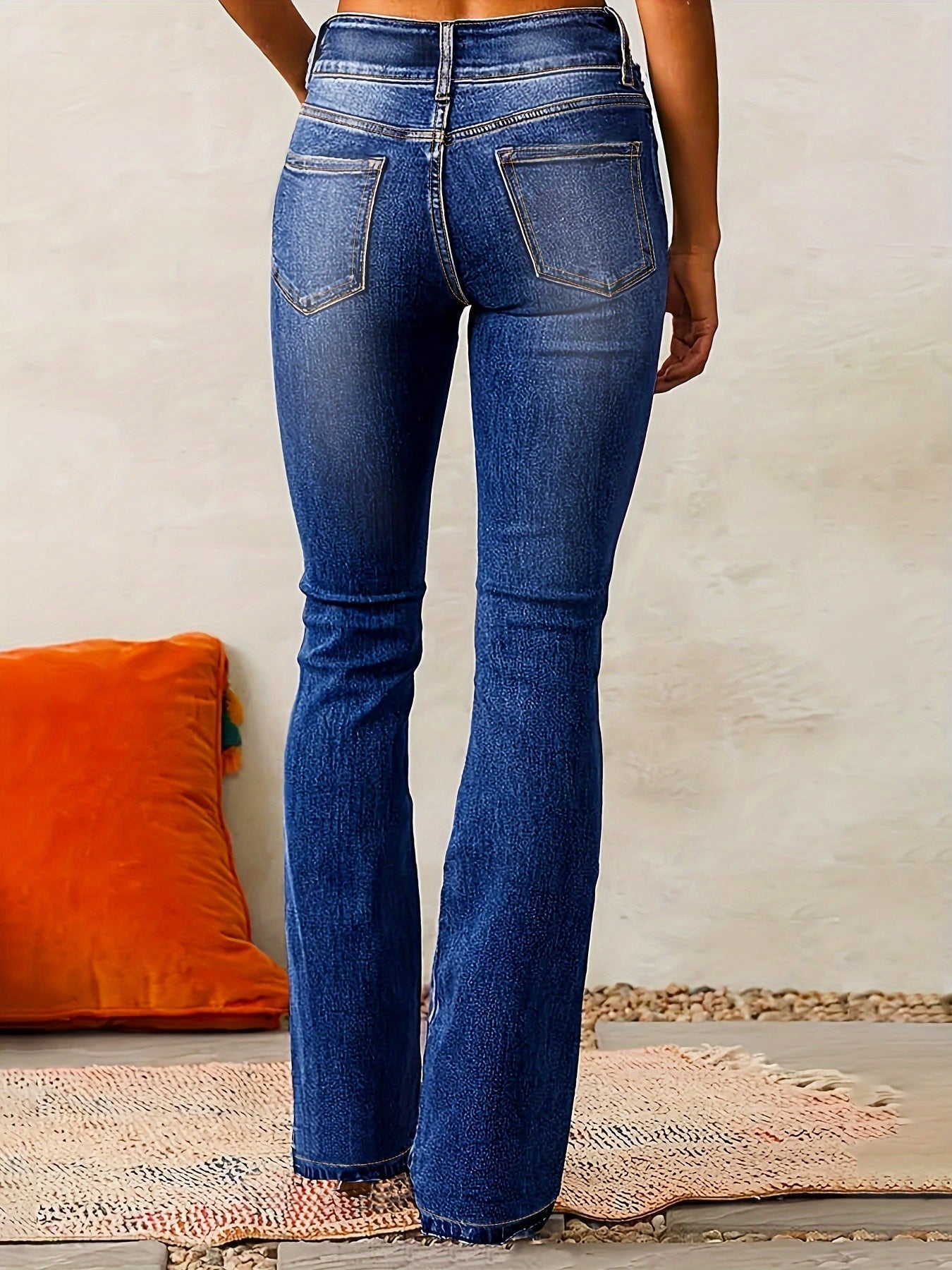 Dames Flare Jeans met Hoge Taille en Straight Pijpen