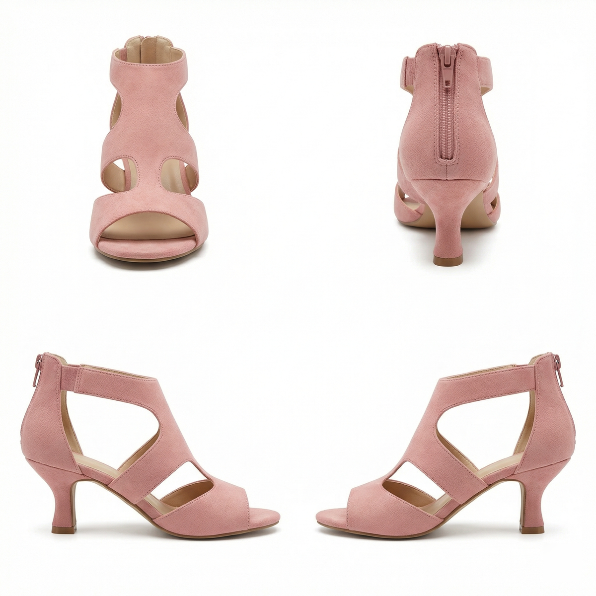 Dames High Heels met T-bandje en Peep Toe Ritssluiting