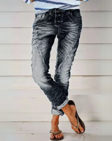 Dames Jeans met Knoopsluiting en Opgerolde Pijpen