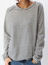 Dames Longsleeve Shirt met Ronde Hals en Horizontale Strepen