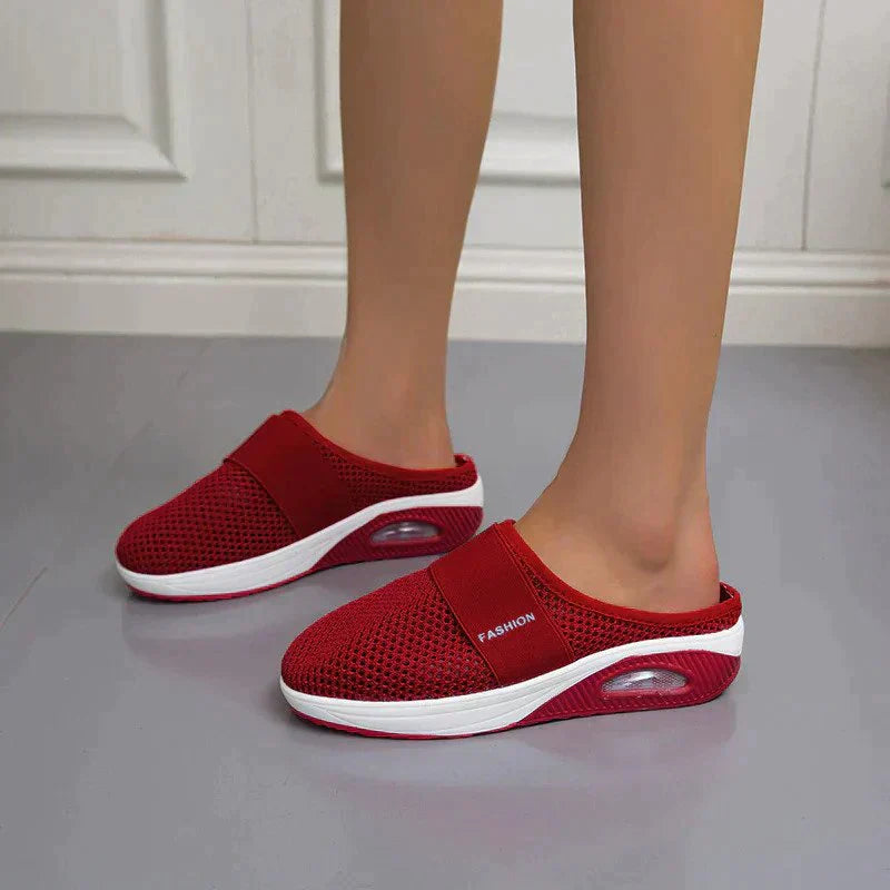Dames Muiltjes Sneaker met Luchtzooltje en Elastische Band Regular Fit Rood