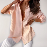 Dames Overhemd Lange Mouw met Button-front en Oprolbare Mouwen