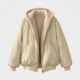 Dames Oversized Bomber Jacket met Capuchon en Fleece Voering