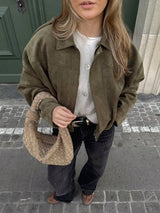 Dames Oversized Bomberjack met Rits en Opstaande Kraag
