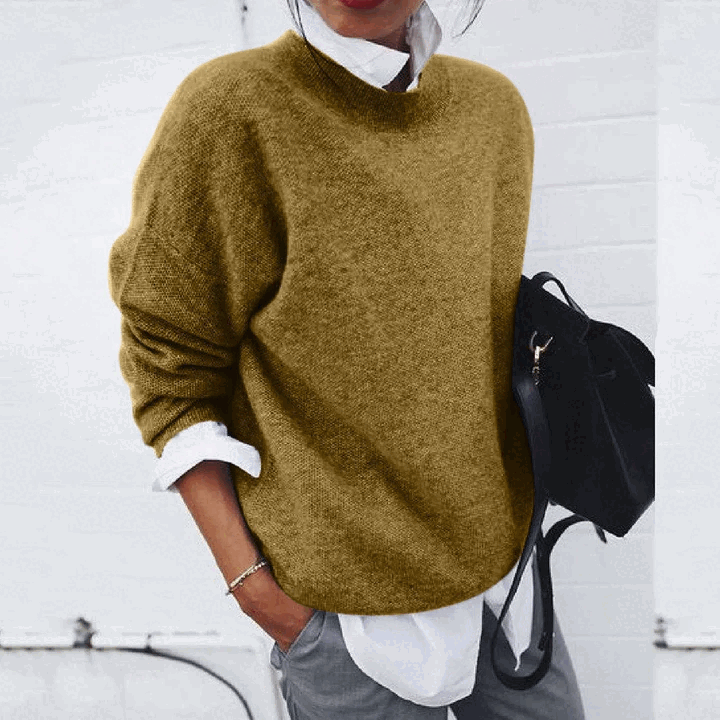Dames Oversized Sweater met Ronde Hals en Lange Mouwen