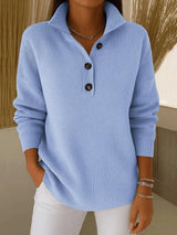 Dames Pullover met Polokraag en Knoopsluiting
