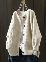 Dames Relaxed Fit Gebreide Cardigan met Ronde Hals