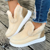 Dames Slip-on Enkellaarsjes met Fleecevoering en Stevige Zool