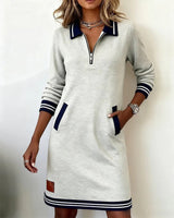 Dames Sweaterjurk Lange Mouw met Polokraag en Ritssluiting