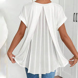 Dames T-shirt Korte Mouw met V-hals en Geplooide Rug
