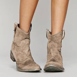 Dames Vintage Cowboy Enkellaarzen met Lage Hak en Treklussen