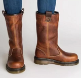 Dames Winterboots Halfhoog met Instapper en Omvouwbare Rand
