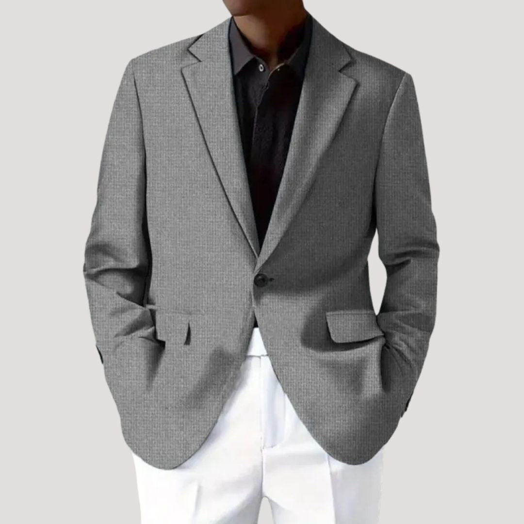 Heren Blazer met Getailleerde Pasvorm en Revers Kraag Grijs