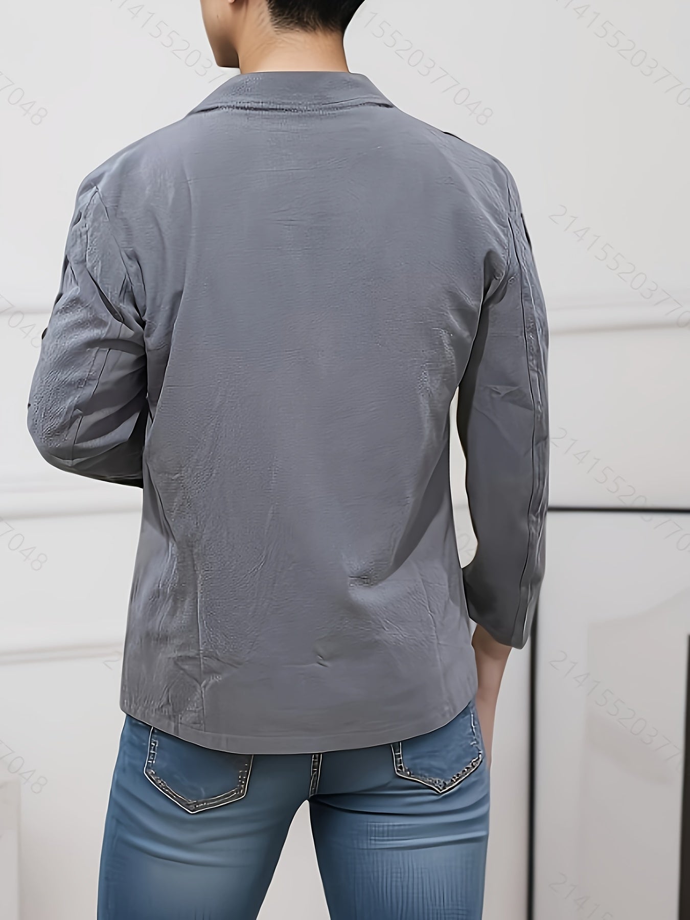 Heren Blazer met Revers en Knoopsluiting Regular Fit
