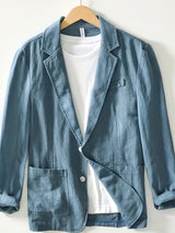 Heren Blazer met Revers en Knoopsluiting Regular Fit