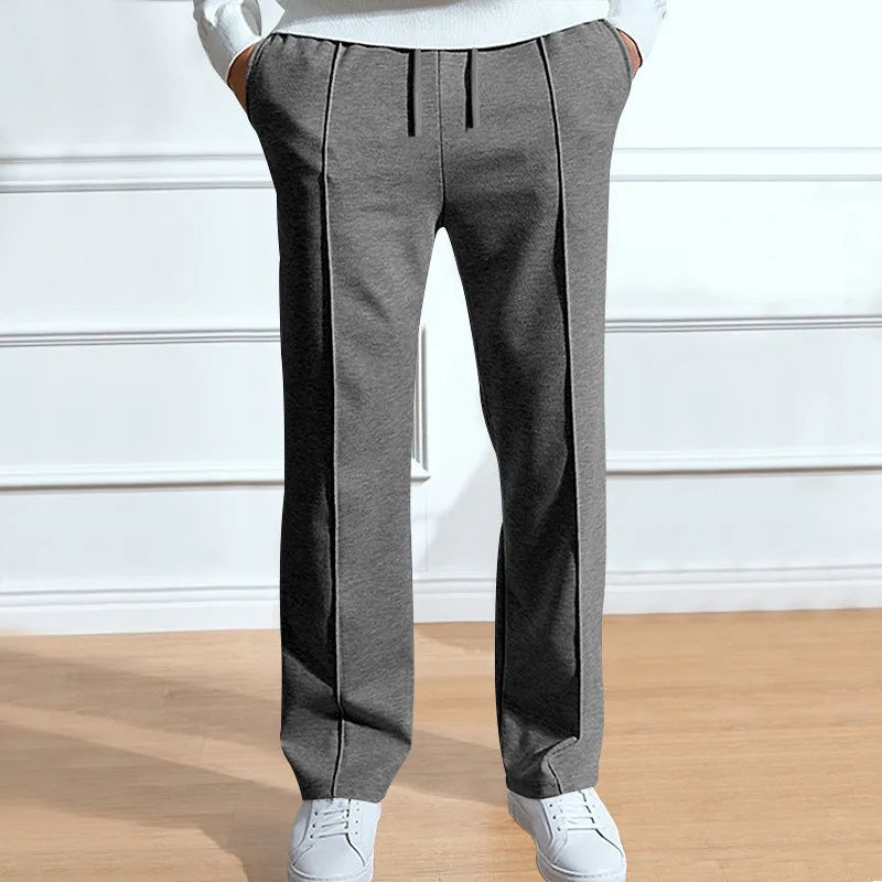 Heren Broek met Elastische Taille en Slank Silhouet Grijs