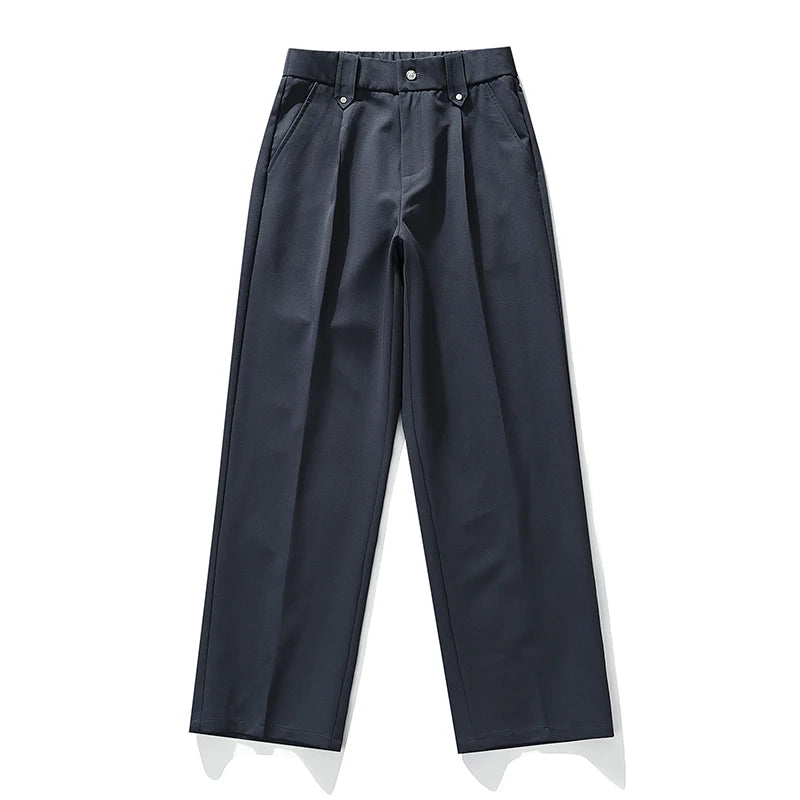 Heren Broek Wide Leg met Plooi en Elastische Tailleband