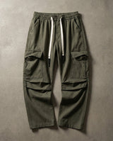 Heren Cargo Broek Wide Leg met Elastische Taille en Grote Zakken