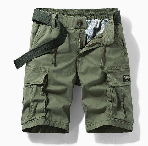 Heren Cargo Shorts met Elastische Taille en Meerdere Zakken Groen