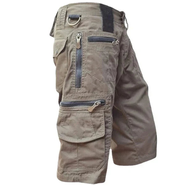 Heren Cargo Shorts met Meerdere Ritszakken en Regular Fit Lichtbruin