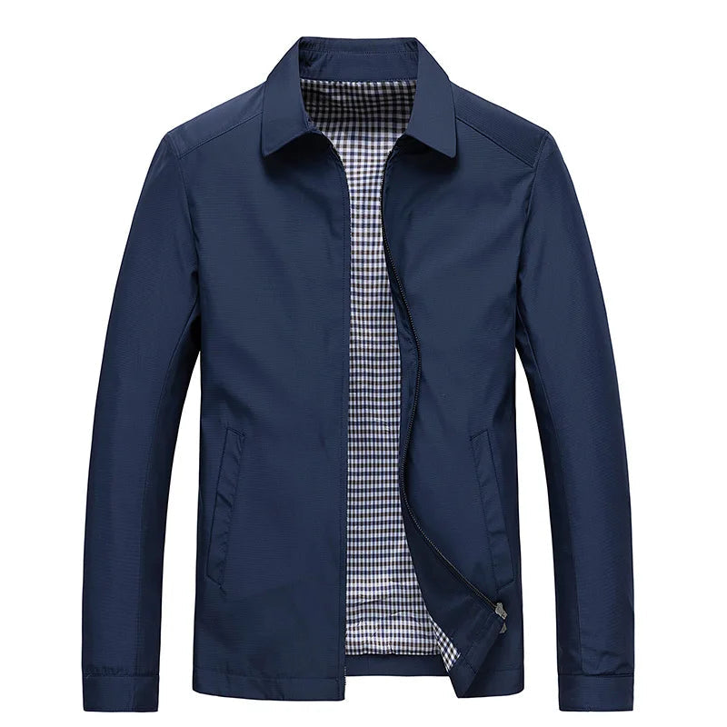 Heren Casual jacket met Ritssluiting en Klassieke Kraag Marineblauw