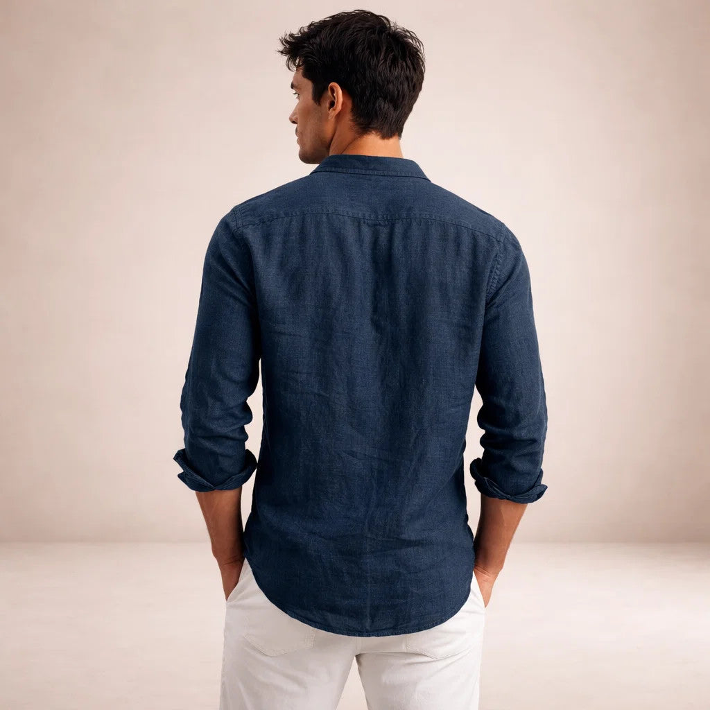 Heren Casual Shirt Lange Mouw met Klassieke Kraag en Knoopsluiting