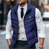 Heren Gewatteerd Bodywarmer Mouwloos met Staande Kraag en Ritssluiting