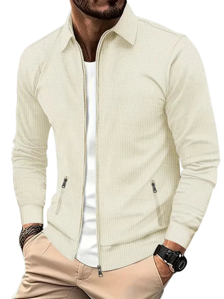 Heren Jack met Opstaande Kraag en Ritssluiting Lange Mouw Beige