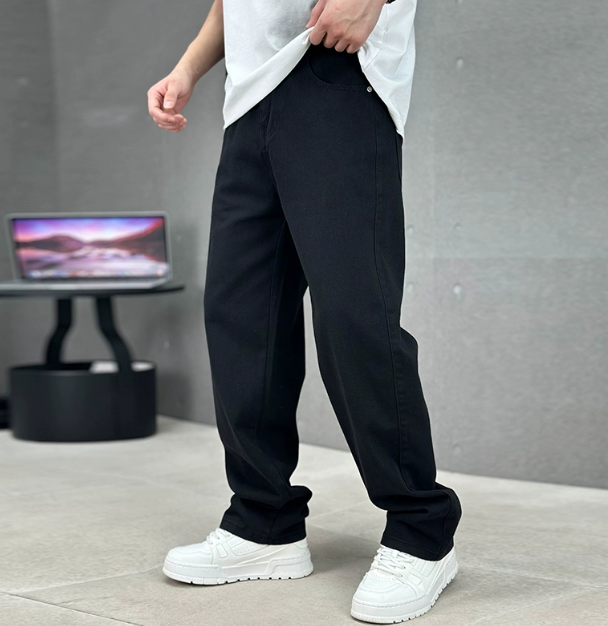 Heren Jeans Loose Fit Zwart