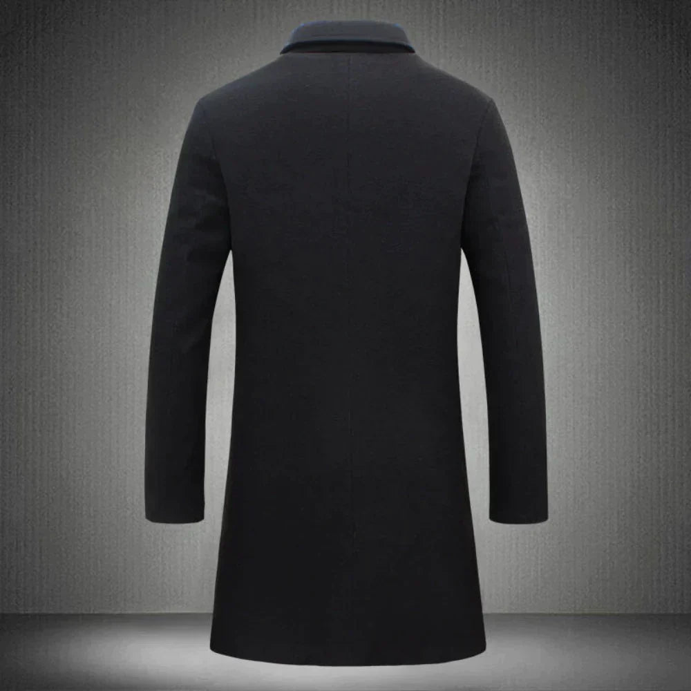 Heren Lange Winterjas met Revers en Knoopsluiting Slim Fit