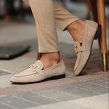 Heren Loafers met Gouden Horsebit Detail en Instapper Neus