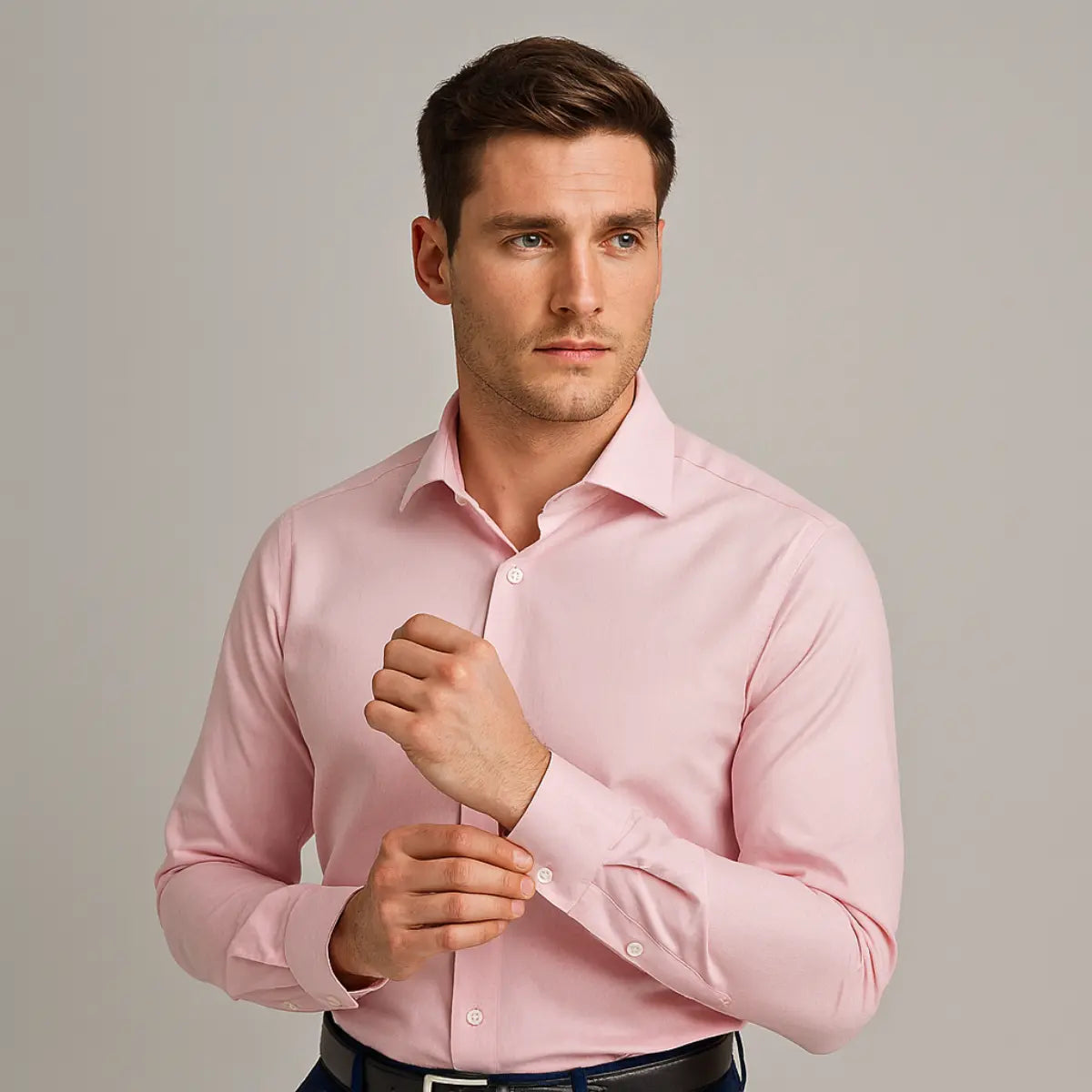Heren Overhemd Lange Mouw Kreukvrij met Cutaway Kraag Slim Fit Roze