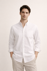 Heren Overhemd Lange Mouw met Button-down Kraag en Borstzak