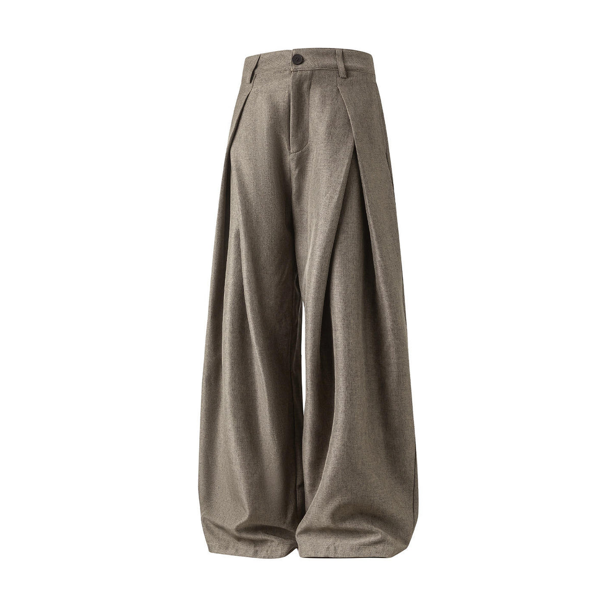 Heren Pantalon met Hoge Taille, Dubbele Plooien en Wide Leg