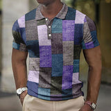 Heren Poloshirt met Geometrisch Colorblock Patroon