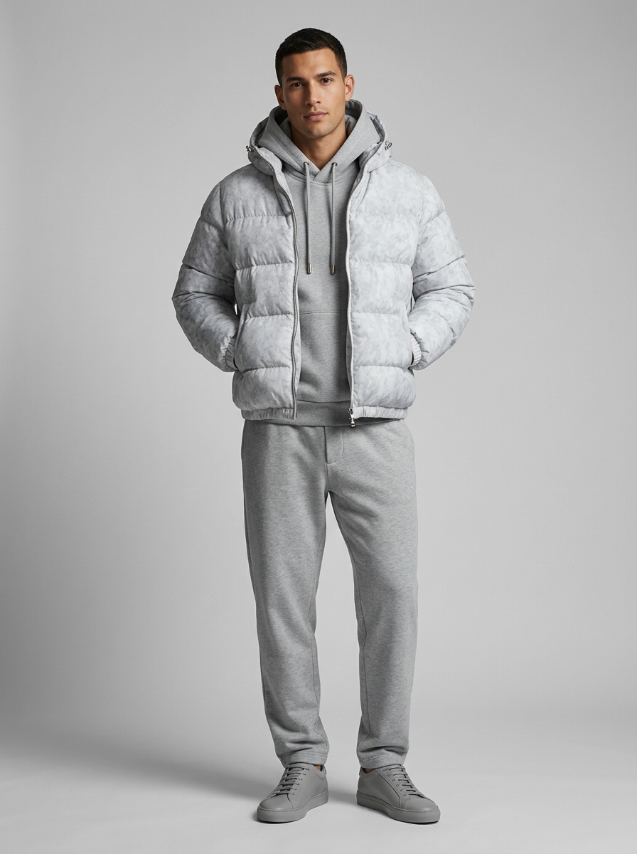 Heren Puffer Jacket met Capuchon en Ritssluiting